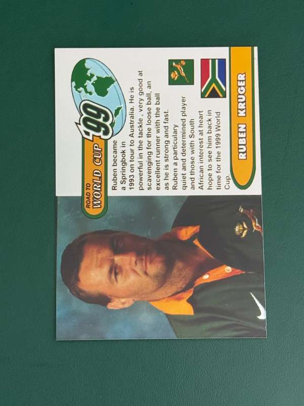 Rugby Card - Ruben Kruger 1999 Sports Deck Road to the World Cup Photocard