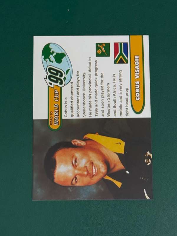 Rugby Card - Cobus Visagie 1999 Sports Deck Road to the World Cup Photocard
