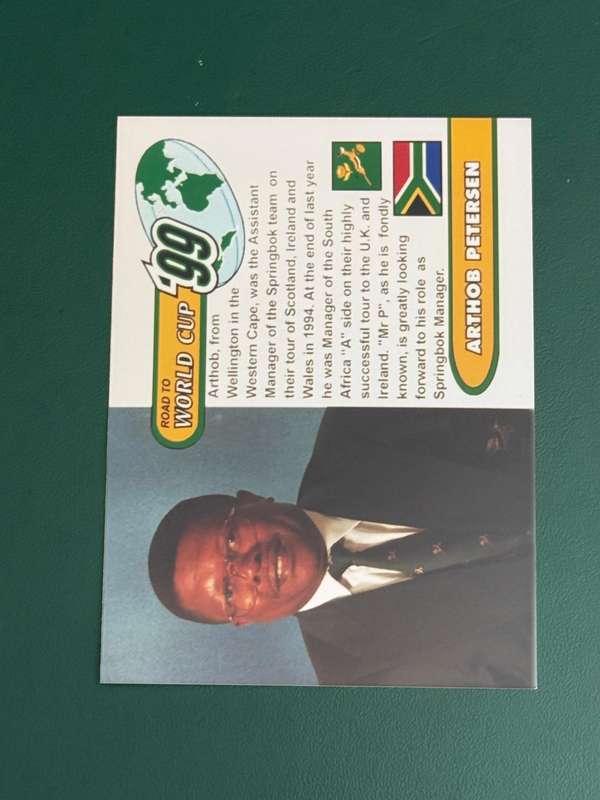 Rugby Card - Arthob Peterson 1999 Sports Deck Road to the World Cup Photocard