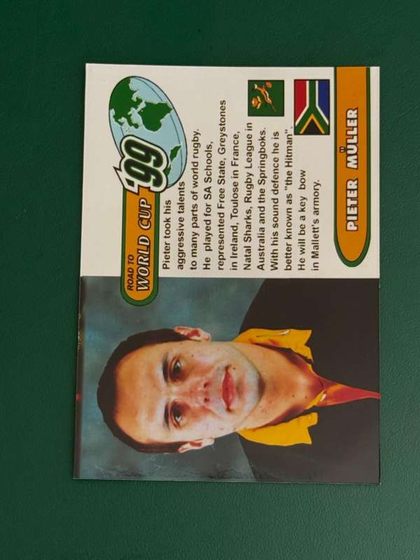 Rugby Card - Pieter Muller 1999 Sports Deck Road to the World Cup Photocard