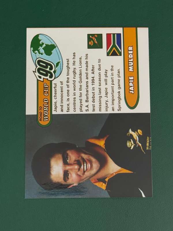 Rugby Card - Japie Mulder 1999 Sports Deck Road to the World Cup Photocard