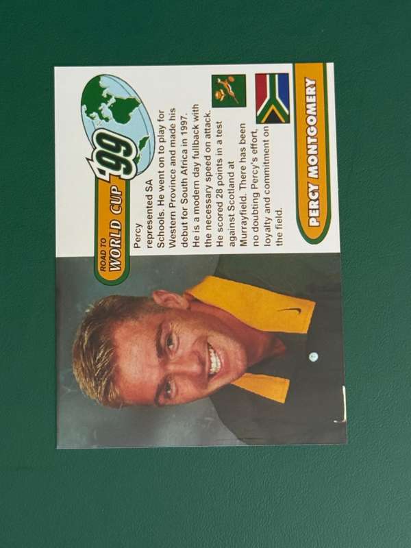 Rugby Card - Percy Montgomery 1999 Sports Deck Road to the World Cup Photocard
