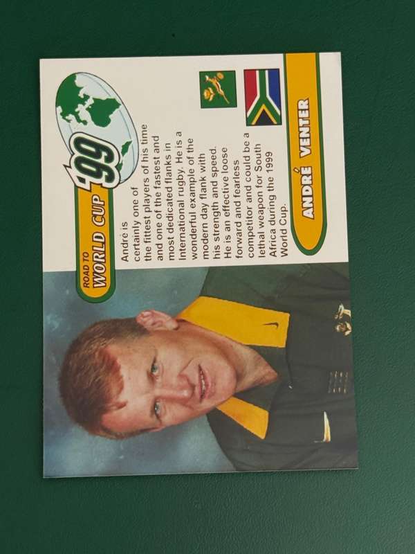 Rugby Card - Andre Venter 1999 Sports Deck Road to the World Cup Photocard