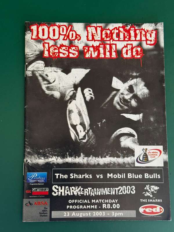 Rugby Programme - Sharks vs Bulls 23/08/2003