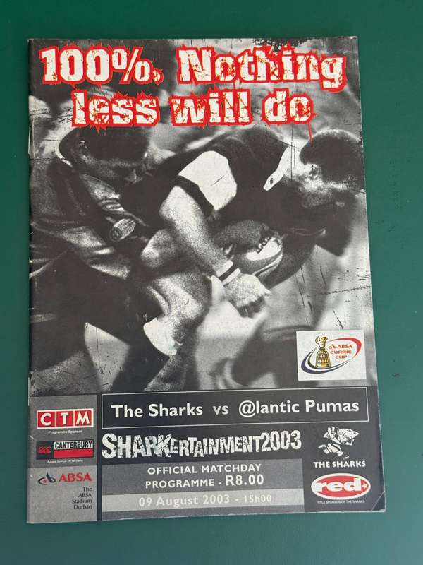 Rugby Programme - Sharks vs Pumas 09/08/2003
