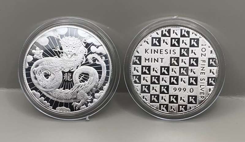 (  SPECIAL RELEASE   )    2024  KENISIS DRAGON   ROUND    1oz PURE SOLID SILVER
