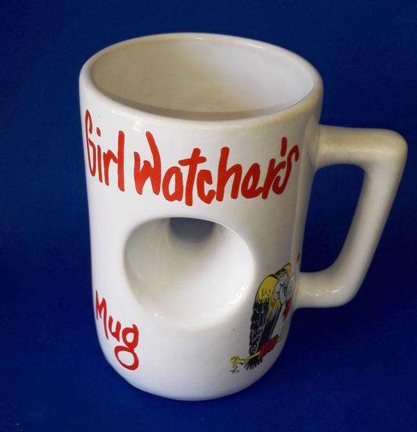 Girl Watcher`s` Novelty Mug with Hole