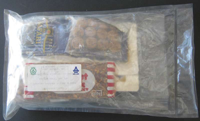 OLD SADF RATION PACK STILL SEALED AND DATED NOVEMBER 1993 IN UNUSED CONDITION