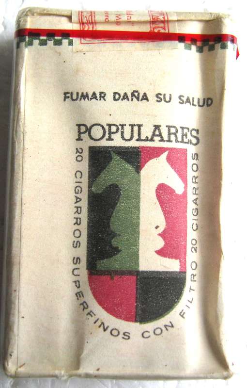 FULL, SEALED PACK OF POPULARES, CUBAN CIGARETTES SAID TO HAVE COME FROM THE ANGOLAN WAR