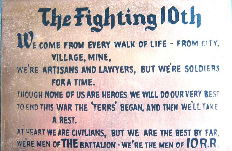 RHODESIAN BUSH WAR POEM OF THE 10TH BATTALION OF THE RHODESIA REGIMENT PRINTED ON COPPER 29 X 15 CM
