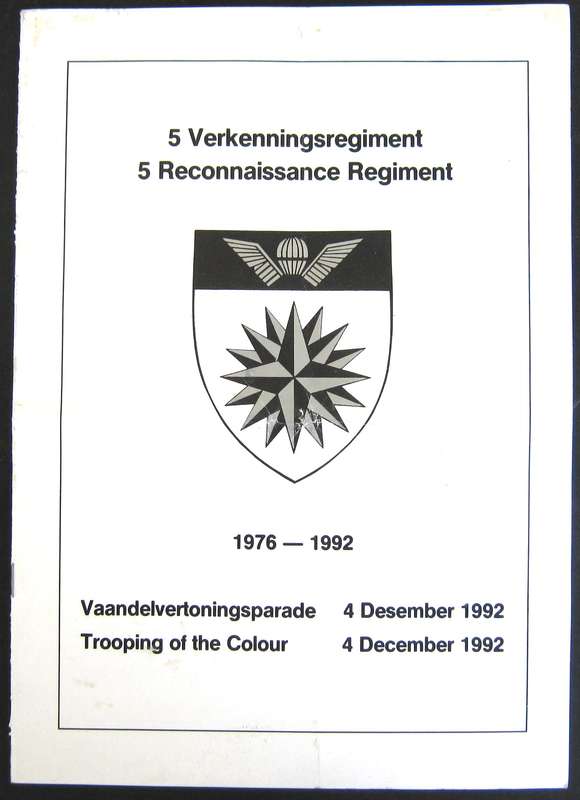5 RECCE TROOPING OF THE COLOUR PROGRAM DATED 4 DECEMBER 1992 IN GOOD CONDITION
