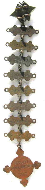 ST JOHN AMBULANCE ASSOCIATION DATE BAR CHAIN TO THOMAS W. DERWENT FROM 1925 - 1936