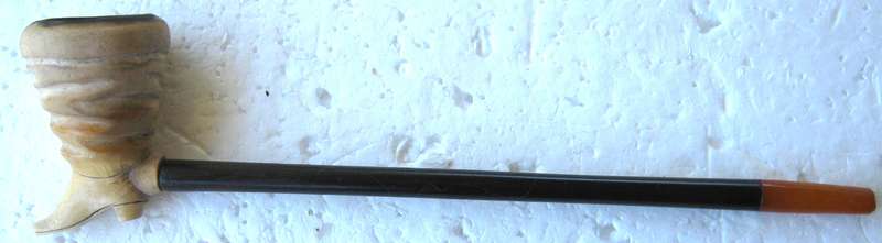 VINTAGE MEERSCHAUM LONG STEM PIPE IN THE SHAPE OF A BOOT IN CASE - 18.5CM LONG, BOWL 4.5 X 3.5 WIDE