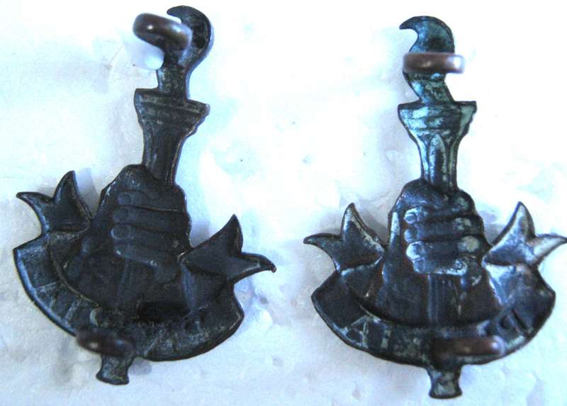 PAIR OF YOUTH TRAINIG BRIGADE COLLAR BADGES WITH LUGS WORN 1941 - 1946 IN VERY GOOD CONDITION