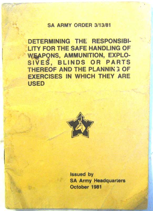 OLD S.A. ARMY ORDER 3/13/81 ISSUED BY ARMY HEADQUARTERS OCTOBER 1981  IN GOOD USED CONDITION