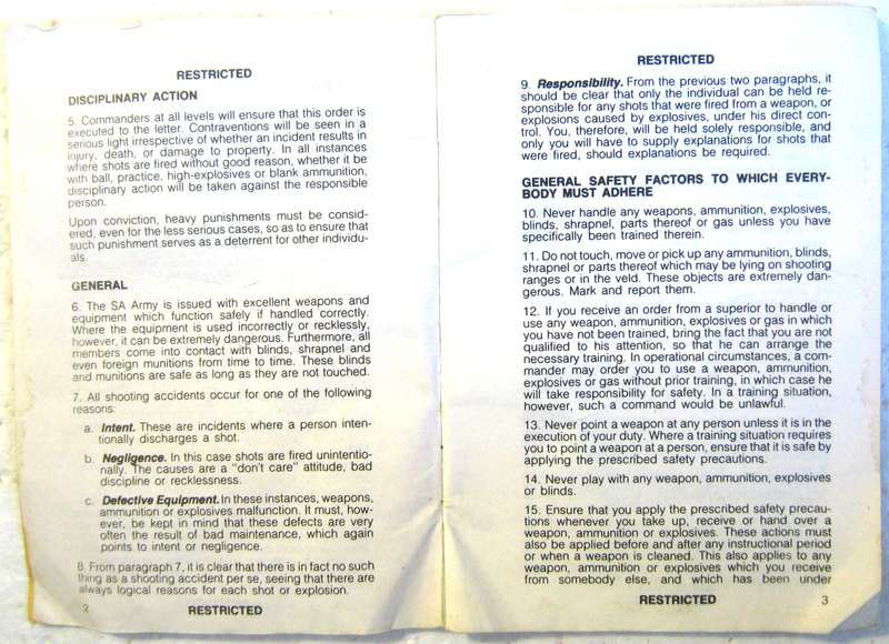 OLD S.A. ARMY ORDER 3/13/81 ISSUED BY ARMY HEADQUARTERS OCTOBER 1981  IN GOOD USED CONDITION