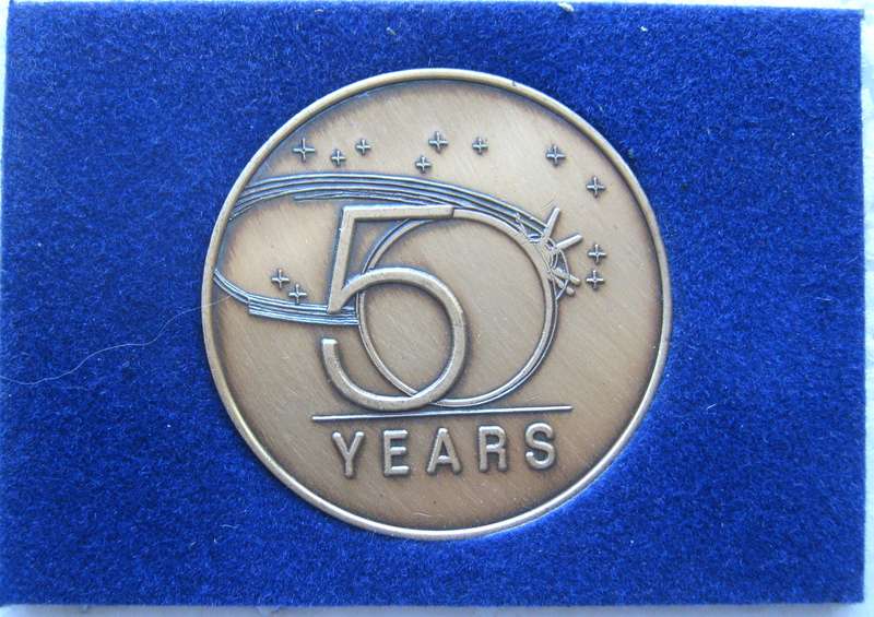 NASA 50TH ANNIVERSARY CHALLENGE COIN ENCAPSULED IN VERY GOOD CONDITION