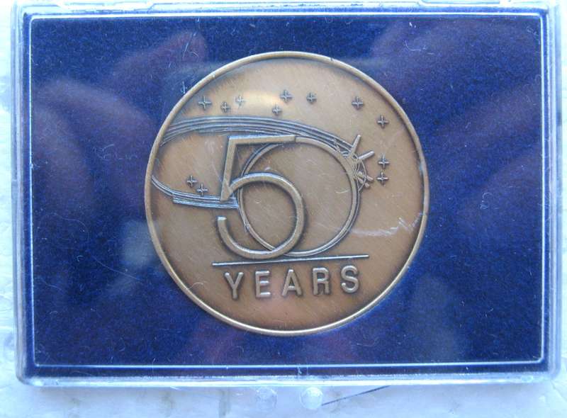 NASA 50TH ANNIVERSARY CHALLENGE COIN ENCAPSULED IN VERY GOOD CONDITION