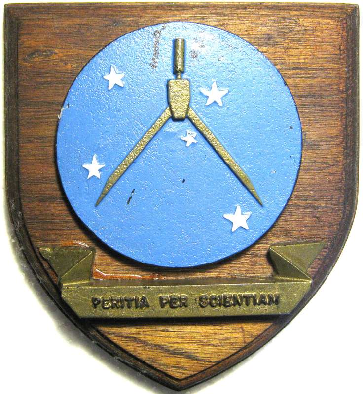 SAAF 80 AIR NAVIGATION SCHOOL BADGE ON WOODEN SHIELD IN FAIR CONDITION