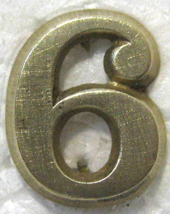 WW2 FINLAND  "6" FOR A SHOULDER STRAP BADGE TO SHOW WHICH UNIT IT WAS FROM - WAS ABANDONED IN WW2