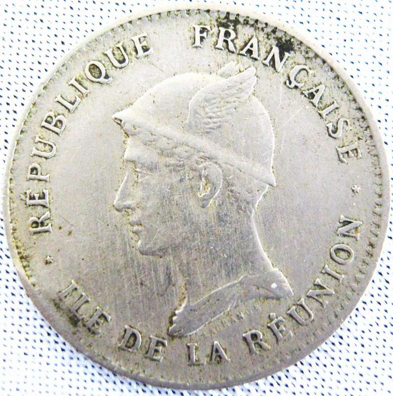 1896 REUNION 50 CENTS COPPER-NICKEL IN VERY GOOD CONDITION