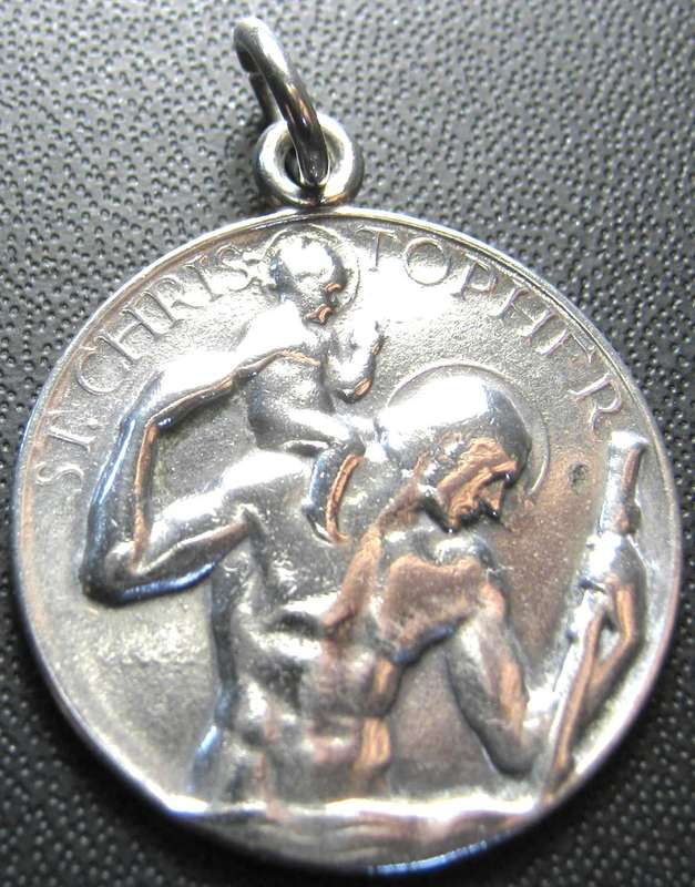 VINTAGE STERLING SILVER ST CHRISTOPHER MEDALLION BY P. VINCZE, GREAT BRITON 4 GRAMS TOTAL WEIGHT