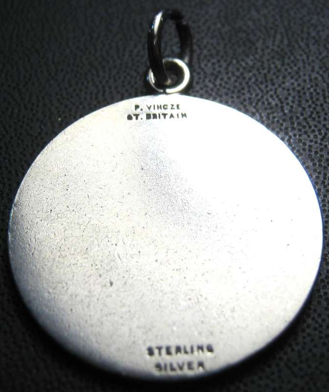 VINTAGE STERLING SILVER ST CHRISTOPHER MEDALLION BY P. VINCZE, GREAT BRITON 4 GRAMS TOTAL WEIGHT
