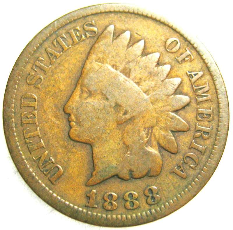 1888 U.S. INDIAN HEAD ONE CENT IN GOOD CIRCULATED CONDITION