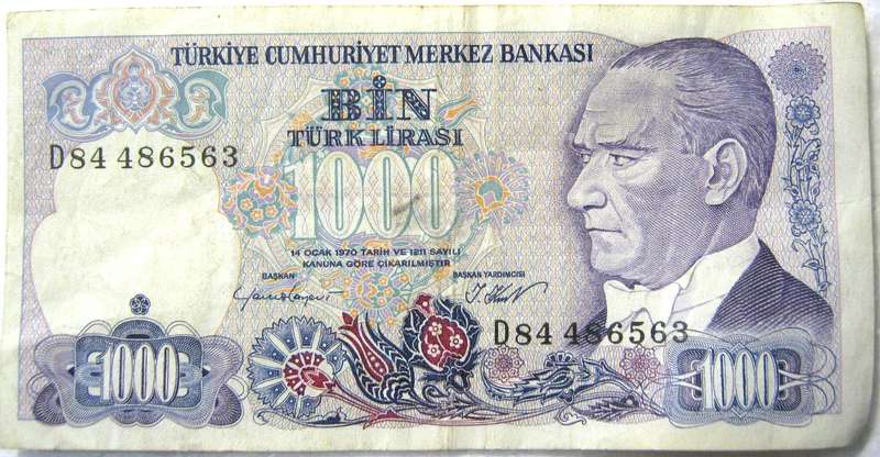 1986 TURKEY 1000 LIRE IN GOOD CIRCULATED CONDITION