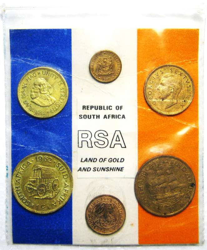 1961 "REPUBLIC OF SOUTH AFRICA, RSA, LAND OF GOLD AND SUNSHINE"  MINT PACK WITH 6 COINS