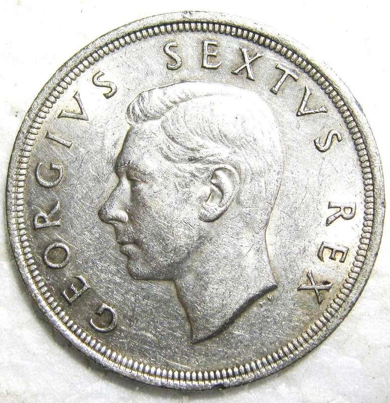 1949 FIVE SHILLINGS (CROWN) 80% SILVER 28.28 GRAMS IN GOOD CIRCULATED CONDITION
