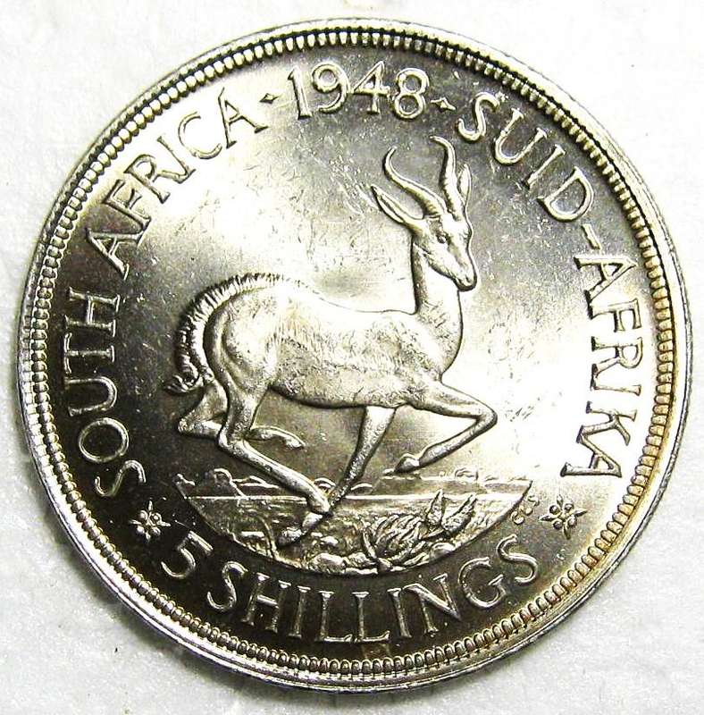 1948 FIVE SHILLINGS (CROWN) 80% SILVER 28.28 GRAMS IN GOOD CIRCULATED CONDITION