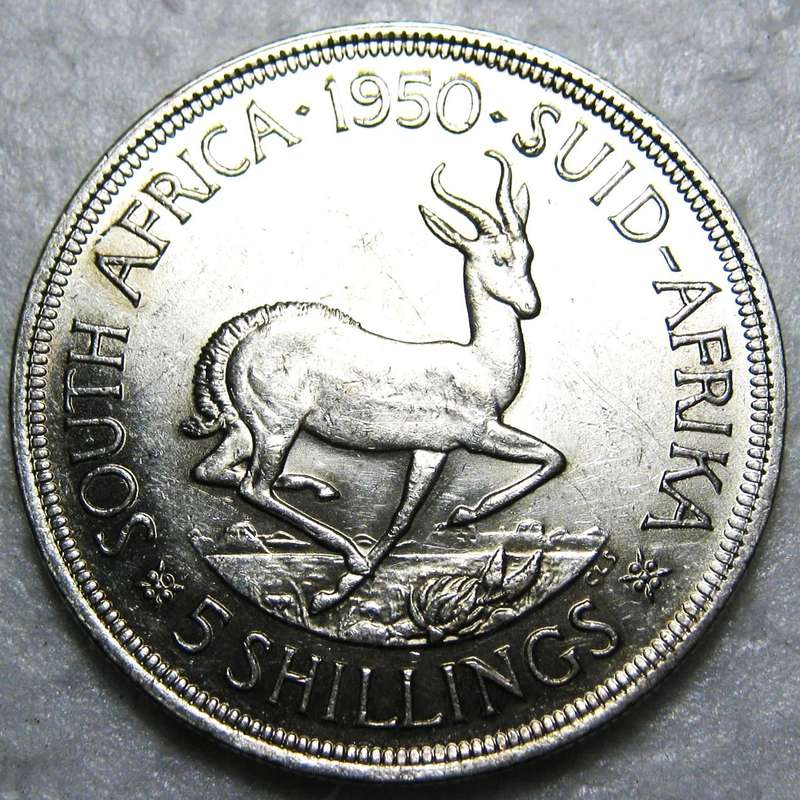 1950 FIVE SHILLINGS (CROWN) 80% SILVER 28.28 GRAMS IN GOOD CIRCULATED CONDITION