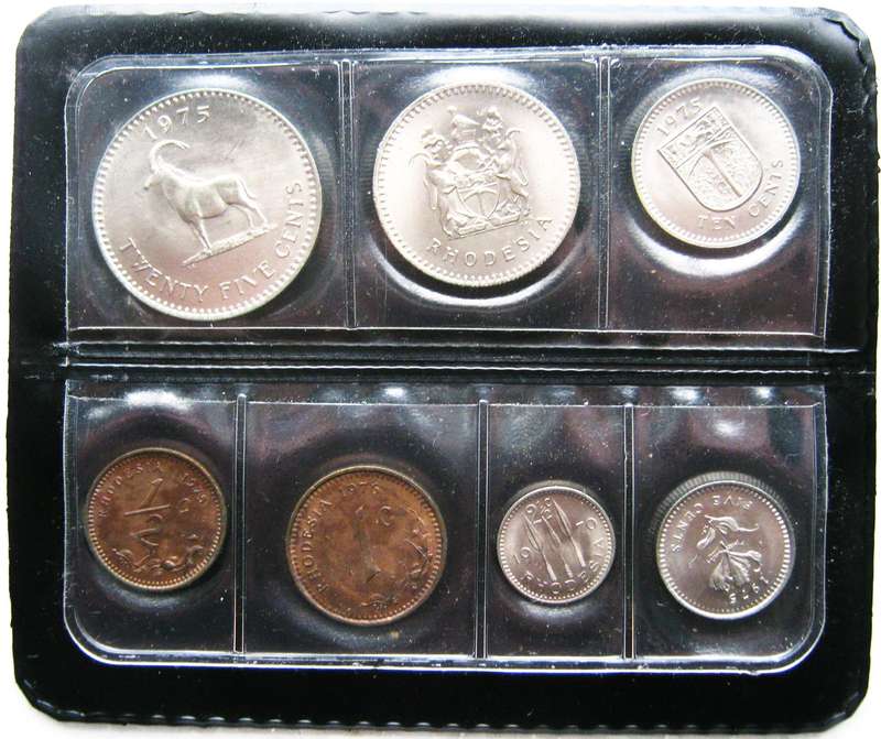 RHODESIAN UNCIRCULATED COIN SET 1970's IN BLACK FOLDER
