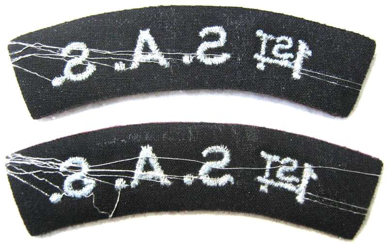 PAIR OF BRITISH 1ST SPECIAL AIR SERVICES SHOULDER TITLES IN UNUSED CONDITION