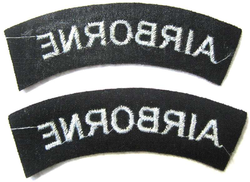 PAIR OF BRITISH ARMY AIRBORNE SHOULDER TITLES IN UNUSED CONDITION