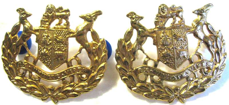 S.A.D.F. ARMY PAIR OF WARRANT OFFICER CLASS 1 GILDING METAL RANK BADGES IN VERY GOOD CONDITION