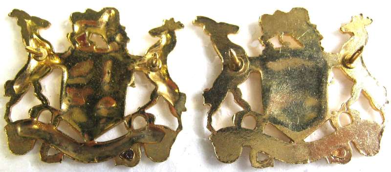 S.A.D.F. ARMY PAIR OF WARRANT OFFICER CLASS 2 GILDING METAL RANK BADGES IN VERY GOOD CONDITION
