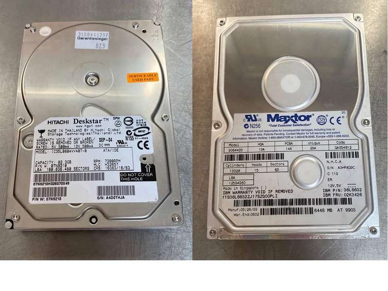 LOT :Hitachi Deskstar 82.3GB 3.5` ATA/IDE Hard Drive 7200RPM + Maxtor 6448MB HD Drive, both formated