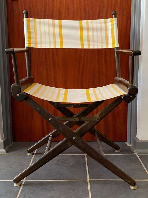 Directors chair , film set chair, foldable vintage 70s , wooden chair, kino film, rare, from Germany