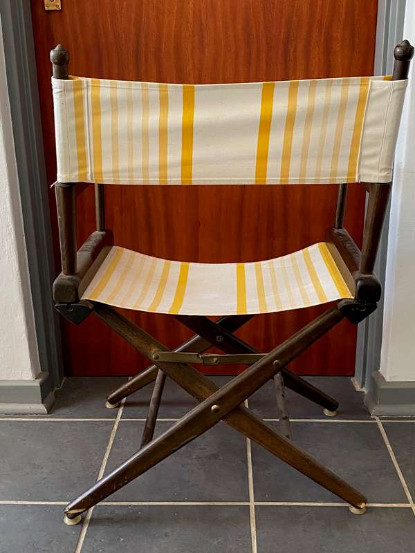 Directors chair , film set chair, foldable vintage 70s , wooden chair, kino film, rare, from Germany