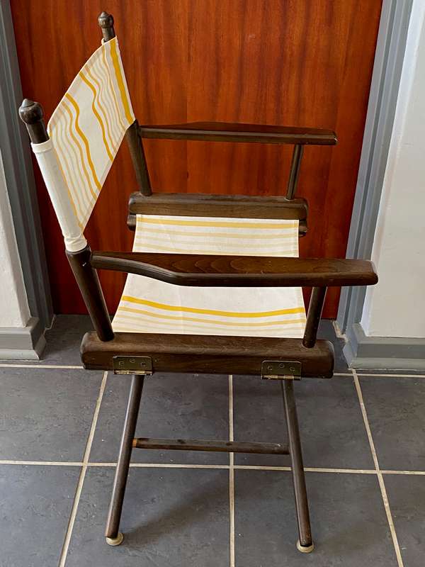 Directors chair , film set chair, foldable vintage 70s , wooden chair, kino film, rare, from Germany