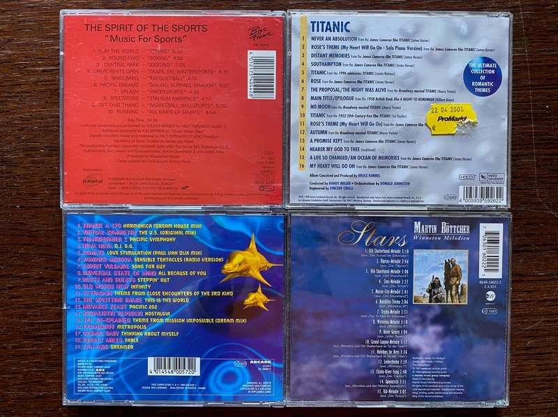 CD Lot (4cds) Dream House, Titanic, Winnetou, Martin Bottcher, spirit of sport, music cd