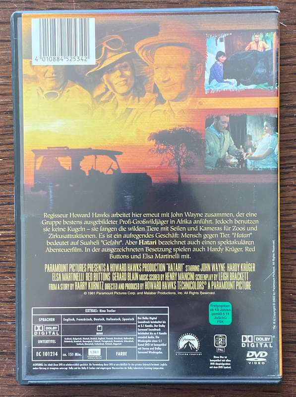 DVD  Hatari  in english, italian, french, german, spanish,PAL, John Wayne