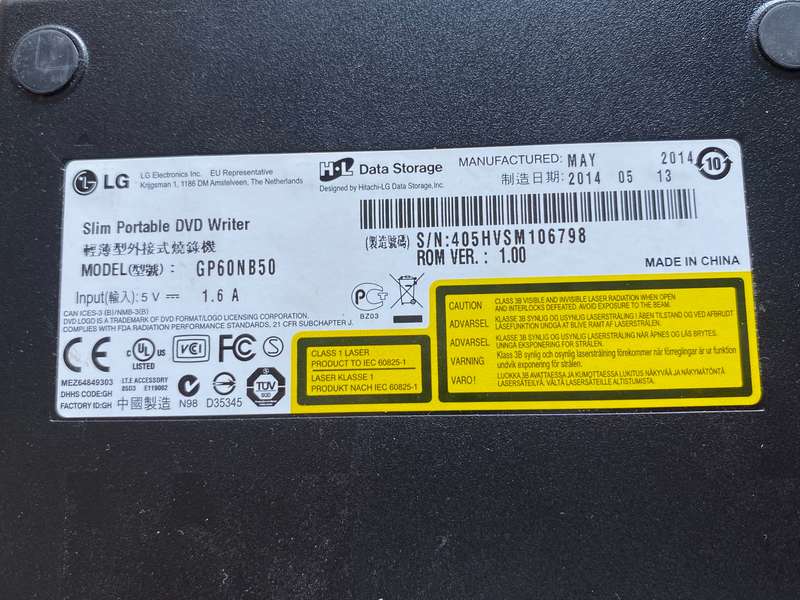 LG DVD Writer GP60 Slim, in working condition, in good condition