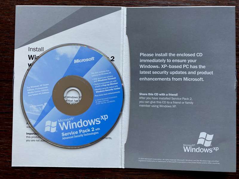 Microsoft Windows XP Service Pack 2 (only Service Pack 2!)