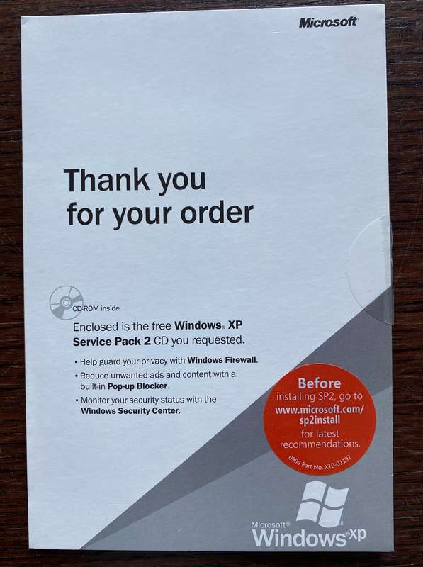 Microsoft Windows XP Service Pack 2 (only Service Pack 2!)