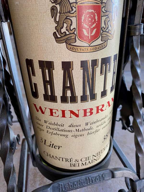 Vintage Chantre Weinbrand 3 Litre with Stand (Asbach Uralt) Collectors Item from Germany from the70s