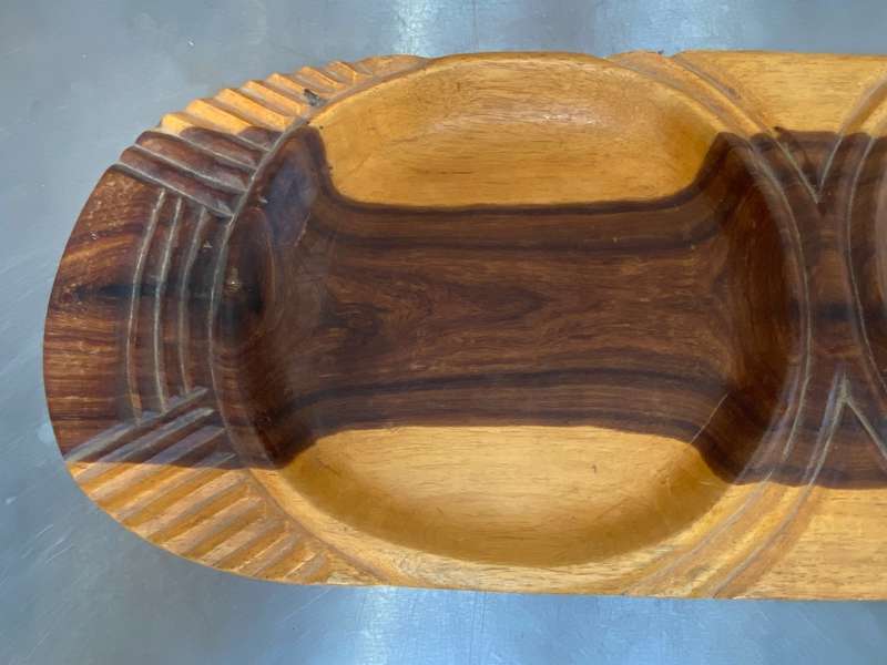 Handcrafted wooden african snack board, made out of one piece of wood,