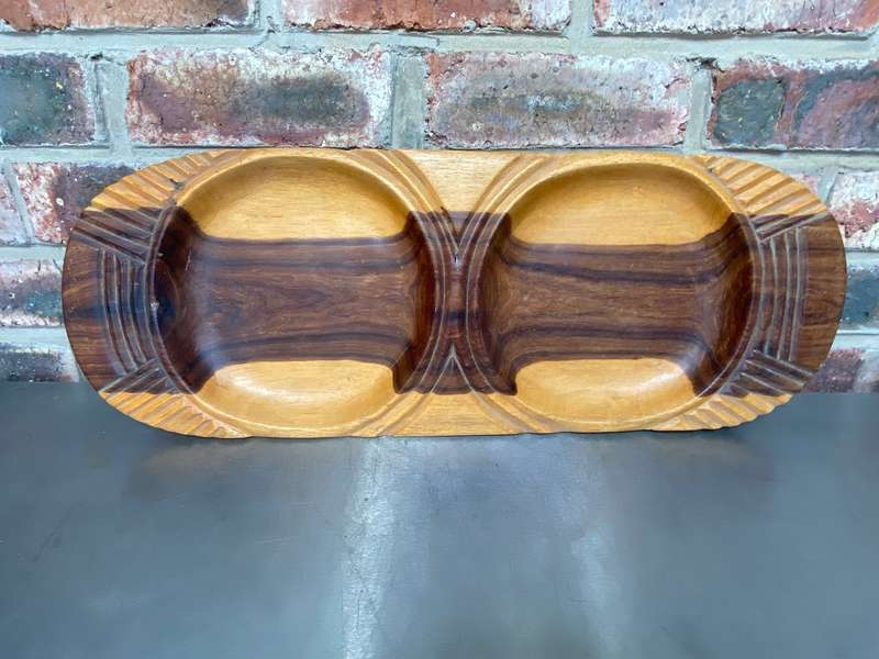 Handcrafted wooden african snack board, made out of one piece of wood,